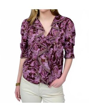 Ivy Jane Paisley Ruffle Top - Purple