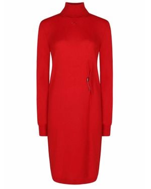 Barbara Bui High Neck Wool Dress - Red