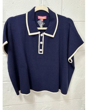 Thml Short Sleeve Collared Top - Blue