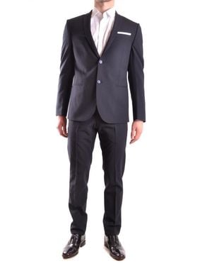 Daniele Alessandrini Tailored Dark Jacket With Notch Lapels - Blue
