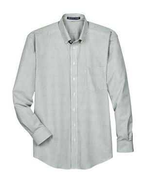 Devon & Jones Crown Collection Banker Stripe Woven Dress Shirt - Gray