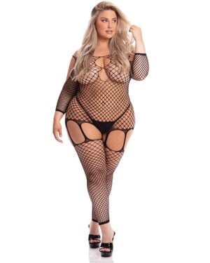 Pink Lipstick In My Head Net Bodystocking - Brown