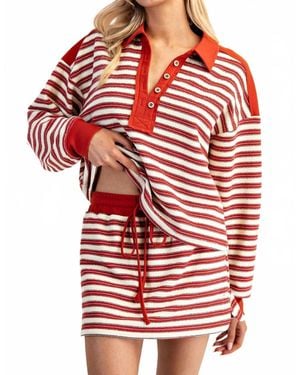 Eesome Striped Mini Skirt - Red