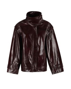 Remain Oversized Leather Jacket - Brown