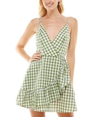 Speechless Juniors Check Print Short Mini Dress - Green