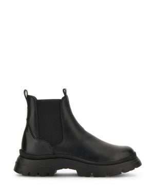 Hogan Chelsea Elastic Panel Chunky Lug Sole Boots - Black