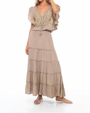 Skemo Evening Sequin Maxi Dress - Natural