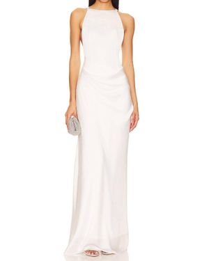 Ceren Ocak Satin Maxi Dress - White