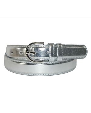 CTM Leather 1 1/8 Inch Metallic Dress Belt - Gray