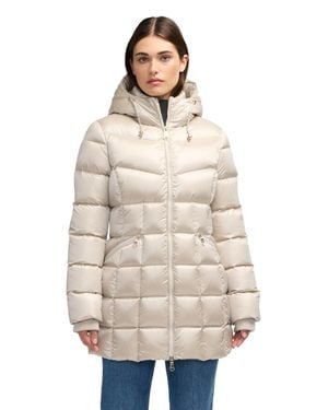 Pajar Zola Box Quilt Mid-Length Puffer With Fixed Hood - Natural