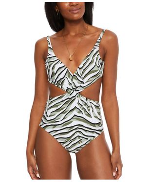 BarIII Hypno Beach Chic Printed Twist-Front One-Piece Swimsuit - Multicolor