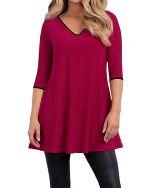 Sympli Tipped Reversible Trapeze Tunic Top - Red