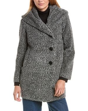 Sofiacashmere Cocoon Wool & Alpaca-Blend Coat - Gray