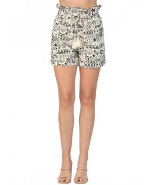 Fate Tropical Print Drawstring Shorts - White