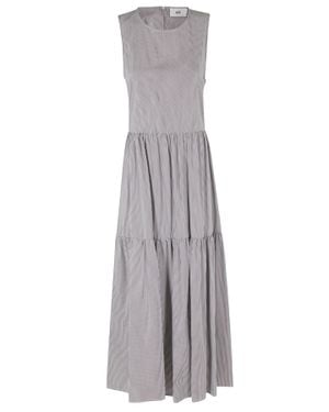 SOLOTRE Round-Neck Sleeveless Cotton Midi Dress - Gray