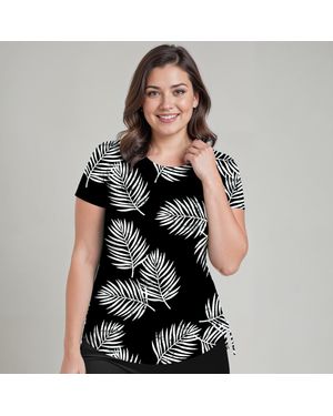 Calypsa Plus Short Sleeve Adele Swim Top - Black