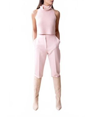 LAPOINTE Matte Crepe Slim Leg Trouser - Pink