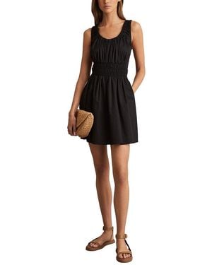 Reiss Abi Craft Ruched Woven Dress - Black