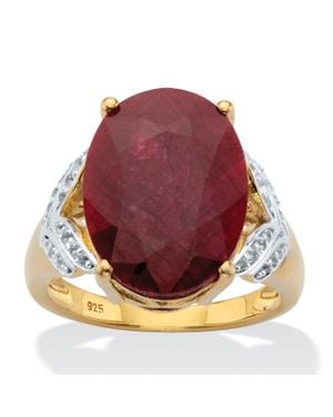 Palmbeach Jewelry 10.21 Tcw Oval-Cut Ruby-Plated Ring - Red