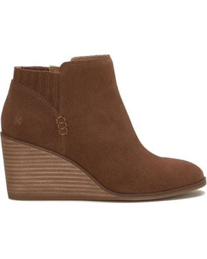 Lucky Brand Zorla Lk-Zorla-201 Bootie Suede Wedge Boots Jobb1513 - Brown