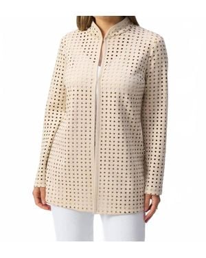 Joseph Ribkoff Laser Cut Suede Cover Up - Natural