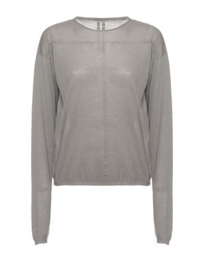 Rick Owens Cashmere Jersey With Long Sleeves And Ribbed Details - Gray