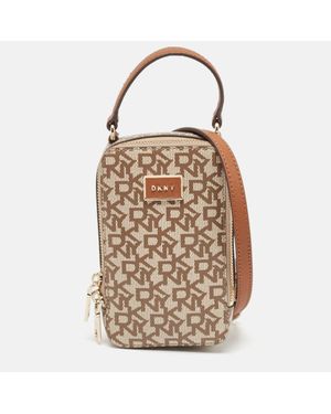 DKNY Signature Coated Canvas And Leather Steffy Crossbody Bag - Brown