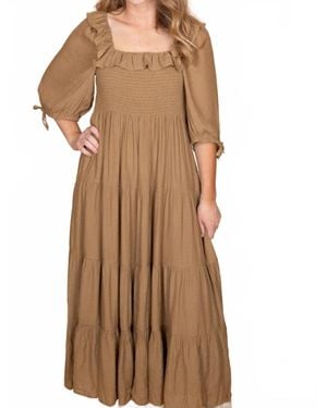 Wishlist Maggie Ruffle Midi Dress - Brown