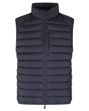 Save The Duck Quilted Gilet With High Collar - Blue