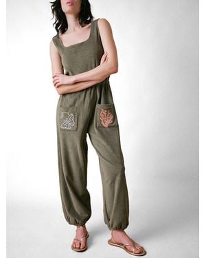 Camp Cove Swim Sleeveless Towelling Terry Jumpsuit - Green