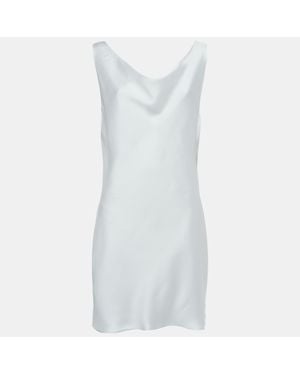 Norma Kamali Satin Cowl Neck Mini Dress - Blue