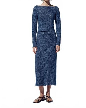 Escvdo Manabi Pencil Midi Skirt - Blue