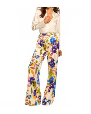 Ramy Brook Joss Printed Silk Wide Leg Pants - Blue