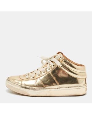 Jimmy Choo Patent Leather Belgravia Sneakers - Natural