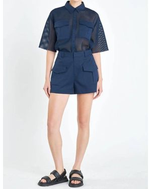 Grey Lab High-Waisted Flap Pocket Short - Blue