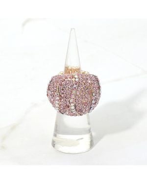 Fashnzfab Rhinestone Pave Dome Stretch Ring - Pink