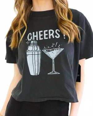 All Us Shaker Wide Crop Tee - Black