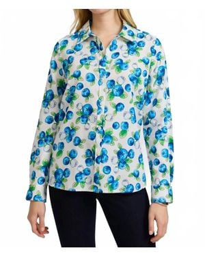 Foxcroft Tie Front Blouse - Blue