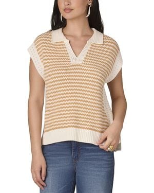Wit & Wisdom Extended Shoulder V Neck Collar Sweater Vest - Blue