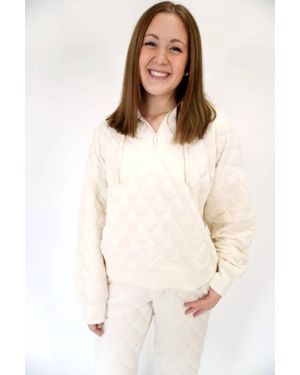 Rae Mode Ellis Quilted 3/4 Zip Pullover Jacket - Natural