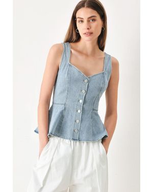 TRUEDAMES Blossom Denim Top - Blue