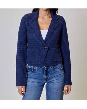 Design History Long Sleeve Loose Knit Blazer - Blue