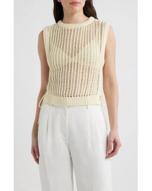 DELUC Lipari Cinched Open Stitch Sweater Vest - White