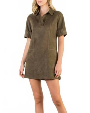 Thml Suede Button Up Dress - Green