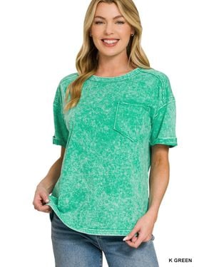 TRUEDAMES Halo Washed Relaxed Fit Tee - Green
