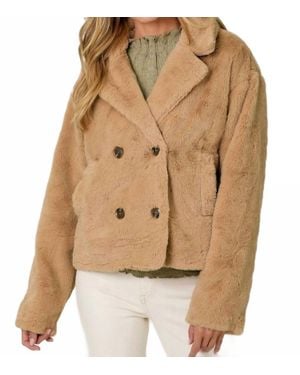 Mystree Collared Faux Fur Jacket - Natural