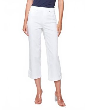 Charlie b Cropped Pull-On Twill Pants With Hem Tab - White