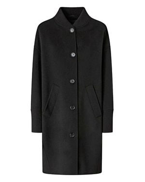 Pinko Minimalist Certosa Coat With Ribbed Details - Black