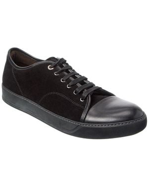 Lanvin Basket Basse Suede & Leather Sneaker - Black