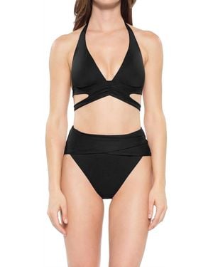Becca Cut Out Banded Halter Bikini Top - Black
